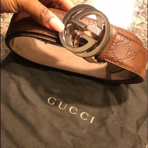 Leather Gucci Signature Belt. SOLD ‼️